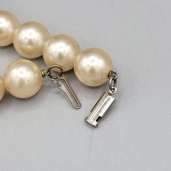 Chunky Statement Necklace Large Cotton Beads Imitation Pearls With Spacers Vtg - Picture 8 of 9